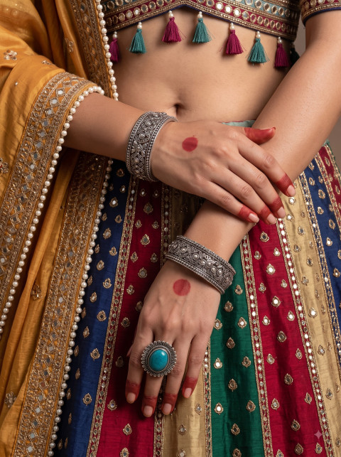 Hand Jewelry & Silver Bangles Commercial AI Product Photography Prompt Macro Close-Up