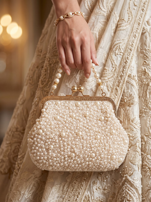 AI Pearl Clutch Bag Photography Prompts Elegant Studio & Lifestyle Collection - Primary Shot