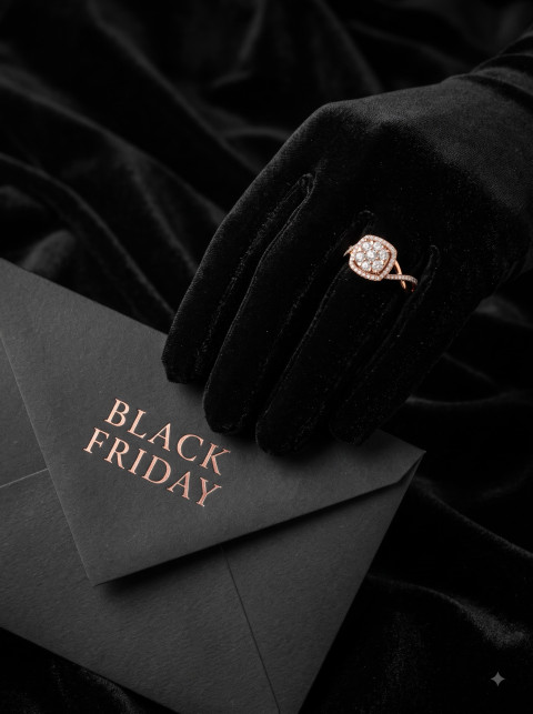 High-End Jewelry AI Product Photography Prompt Black Friday Diamond Ring Black Velvet 