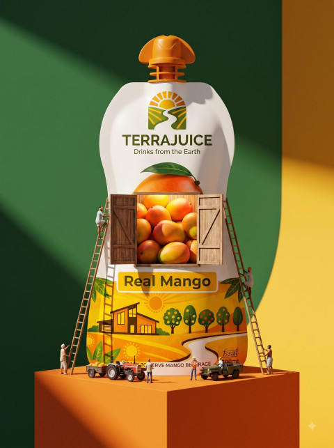 Juice Pouch Miniature Farm Creative Diorama Concept