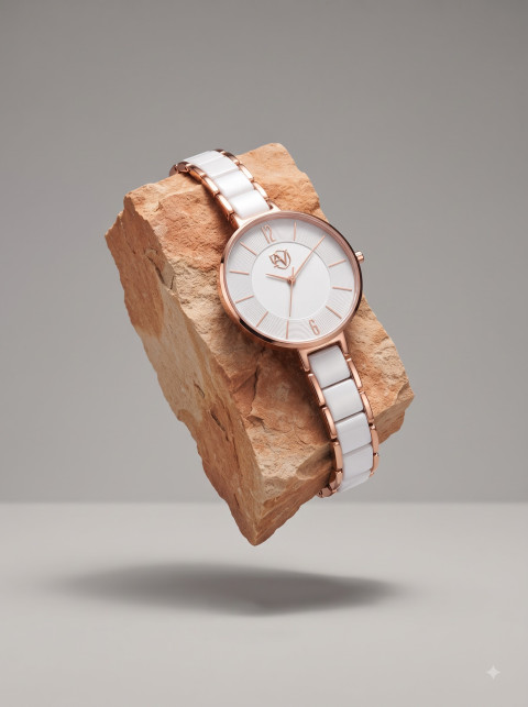 Luxury Women Ceramic Watch Commercial Photoshoot Prompts - Angle 3