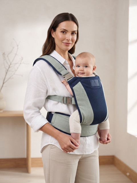 Sage and Navy Baby Carrier Photography Prompt Collection - Angle 2