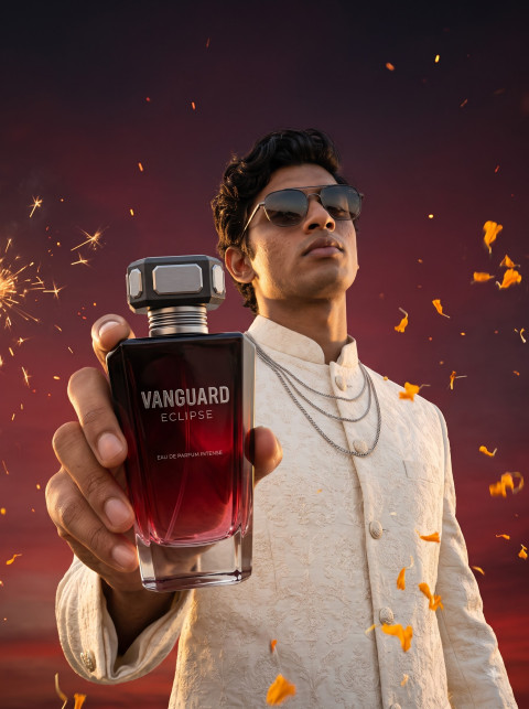 AI Festive Fragrance Photography Prompts Luxury Mens Perfume Packshots and Diwali Campaign Studio Scenes - Primary Shot