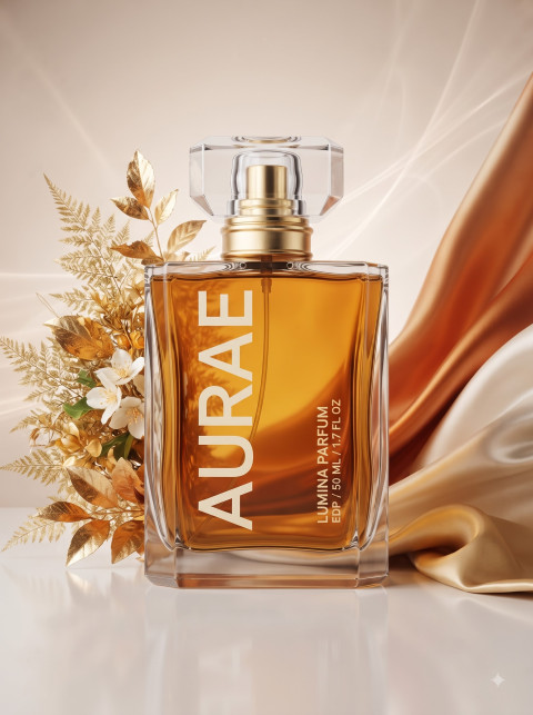 Luxury Perfume Bottle with Gold Botanicals