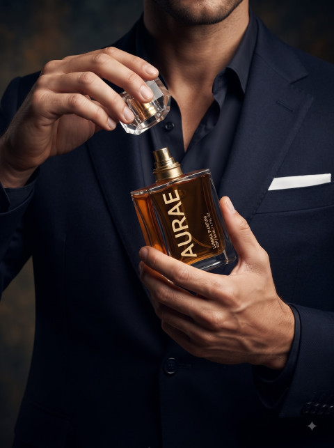 Man Hands Opening Luxury Perfume Bottle Elegantly
