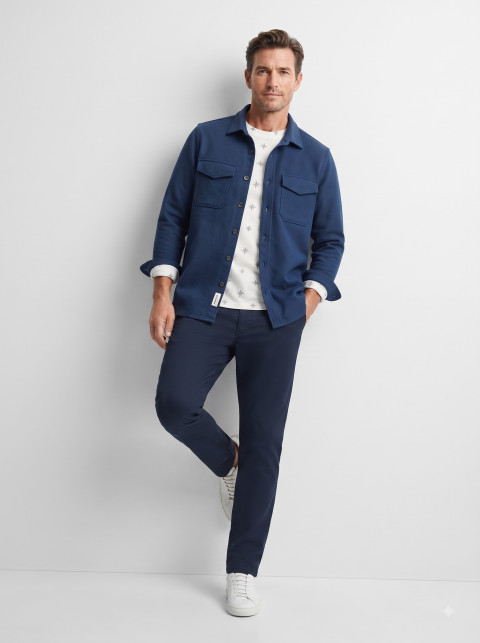Mens Blue Overshirt Studio Model