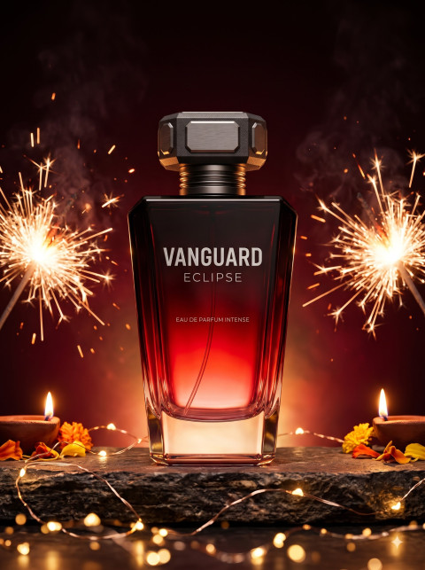 Men's Eau De Parfum AI Product Photography Prompt Stone Platform Sparklers