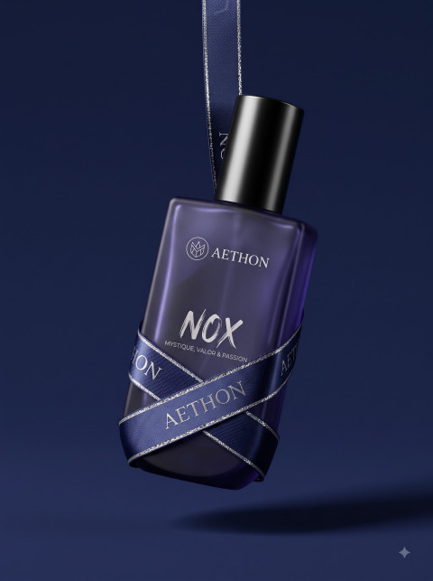 Men's Perfume Festive Still Life Product Photography Prompt Floating Ribbon