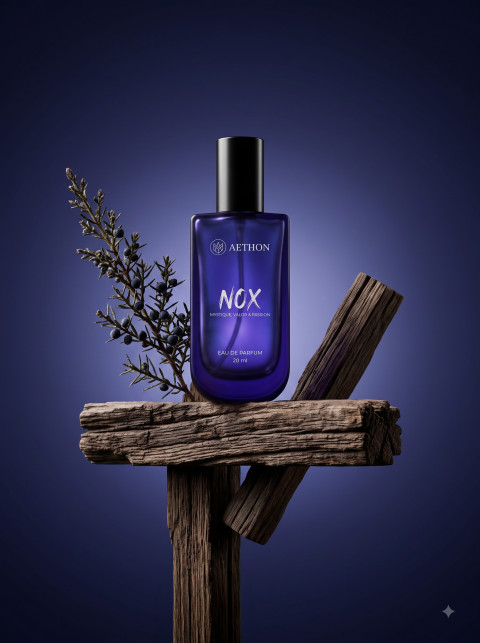 Men's Perfume Still Life Product Photography Prompt Rustic Wood Pedestal
