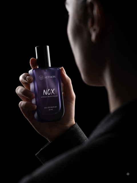 Dark Purple Mens Eau de Parfum Product Photography Prompts & Studio Lighting - Angle 2