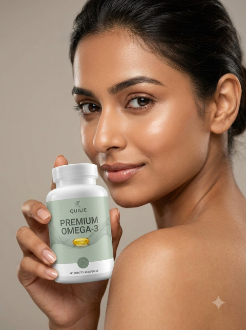 Model Holding Supplement Bottle Portrait