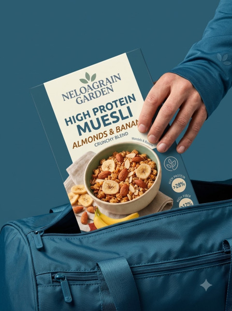 Muesli Box Being Placed in Gym Bag