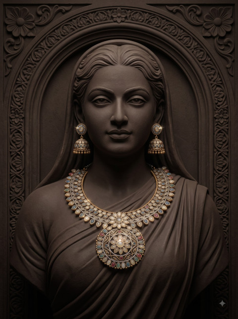Navratri Season Jewelry Fine Art Product Photography Prompt Classical Goddess Sculpture