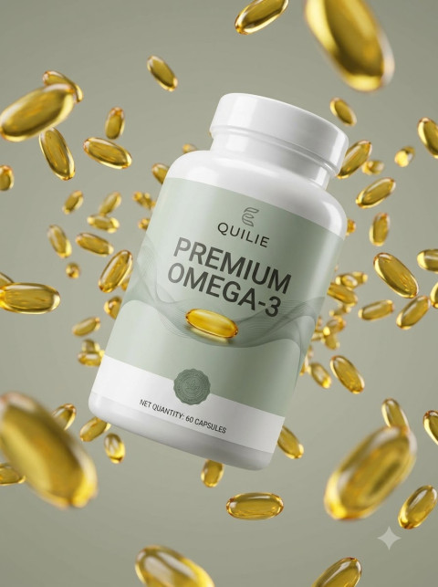 Omega 3 Capsules Floating Bottle Splash