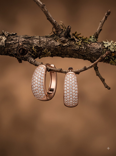 Organic Diamond Huggie Earrings AI Creative Still Life Photography Prompt