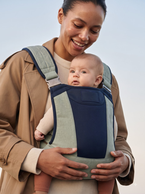 Sage and Navy Baby Carrier Photography Prompt Collection - Primary Shot