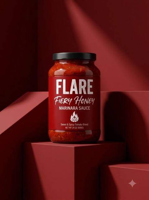Pasta Sauce Jar Studio Shot on Red Geometry Pedestals