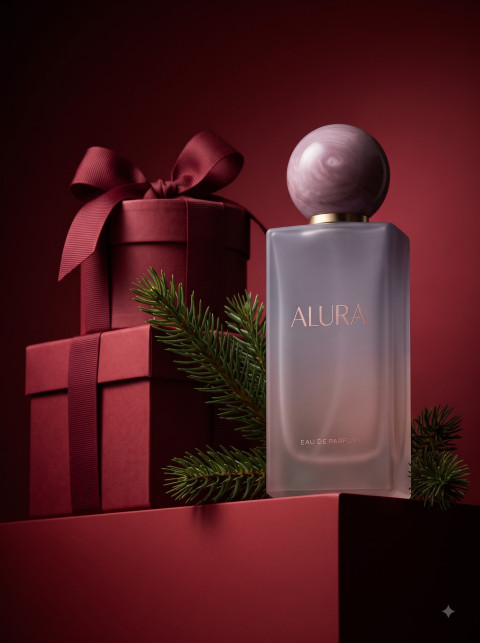 AI Christmas Perfume Bottle Photography Prompts & Holiday Studio Packshots - Primary Shot