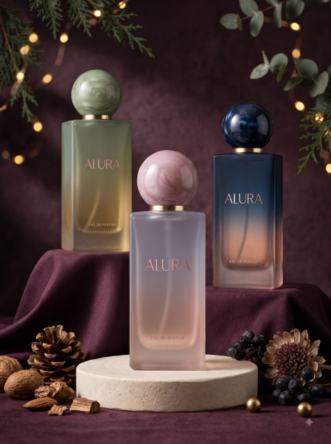 AI Christmas Perfume Bottle Photography Prompts & Holiday Studio Packshots - Primary Shot