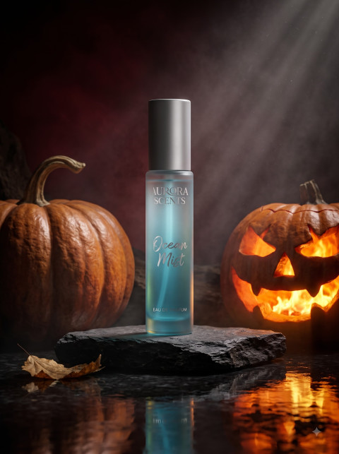 Perfume for Halloween AI Product Photography Prompt Jack O Lantern Autumn Aesthetic