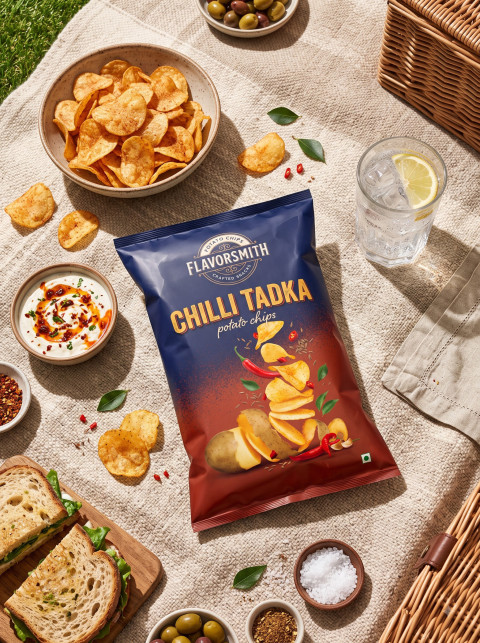 Potato Chips AI Tabletop Product Photography Prompt Outdoor Picnic Spread