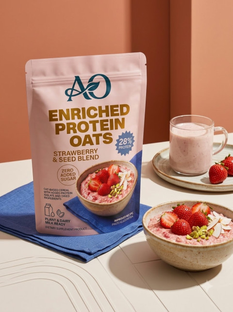 Protein Oats Hero Shot on Marble Surface