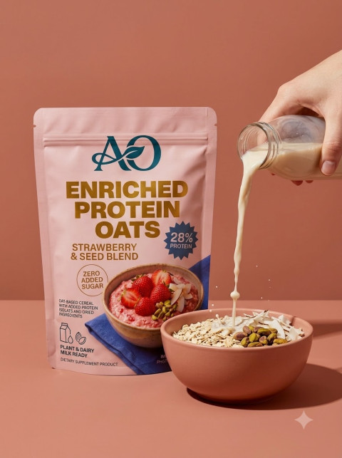 Protein Oats Milk Pouring Product Shot