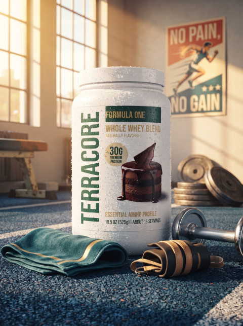 Protein Powder Jar Hero Packshot in Vintage Gym