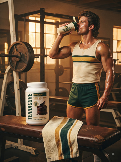 Protein Powder Jar with Gym Workout Lifestyle