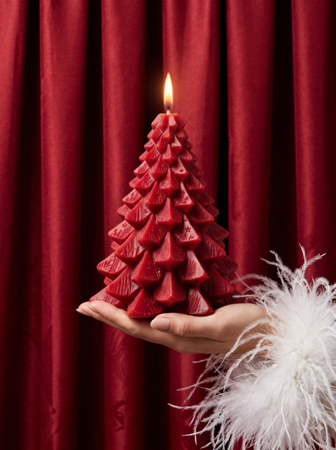 AI Festive Pine Candle Product Photography Prompts and Studio Styling Collection - Primary Shot