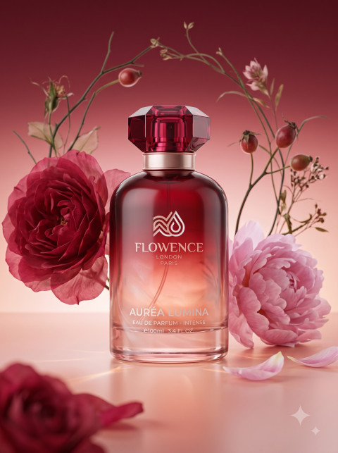 Red Perfume Bottle Floral Arch Studio Shot