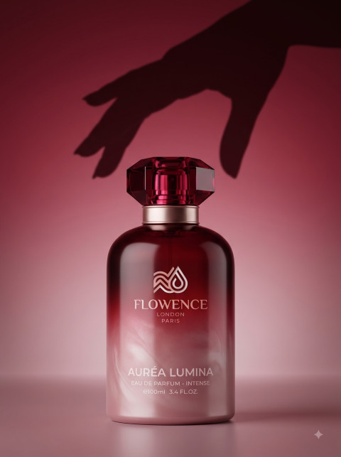 Red Perfume Bottle Shadow Hand Studio Shot