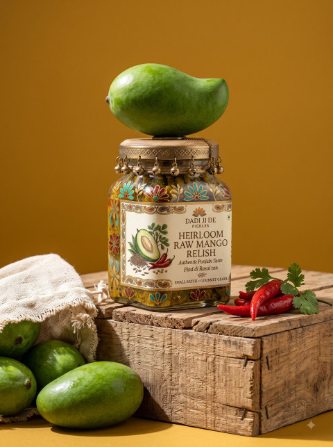 Rustic Wooden Crate Still Life Food Product Photography Prompt Mango Pickle Jar