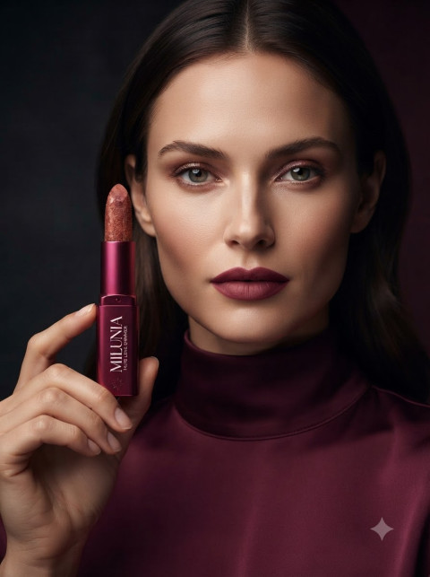 Shimmer Lipstick Studio Portrait with Model