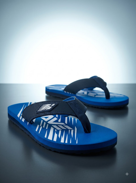 Sporty Blue Slippers Editorial Studio Product Photography Prompt Matte Reflective Surface