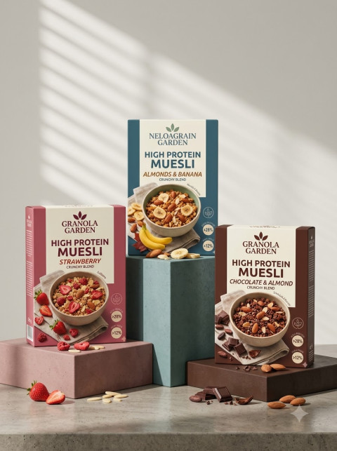 Stacked Muesli Boxes Studio Display Scene