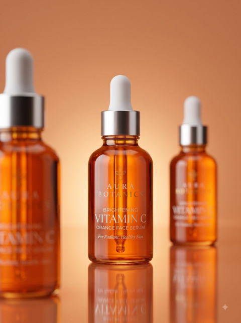 Amber Glass Face Serum Studio Prompts for Skincare Product Photography - Primary Shot