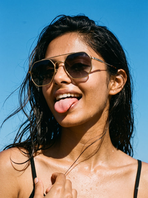 Summer Editorial AI Product Photography Prompt Playful Beach Portrait