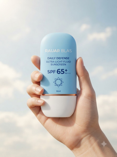 Sunscreen Bottle in Hand Outdoor Sky Shot