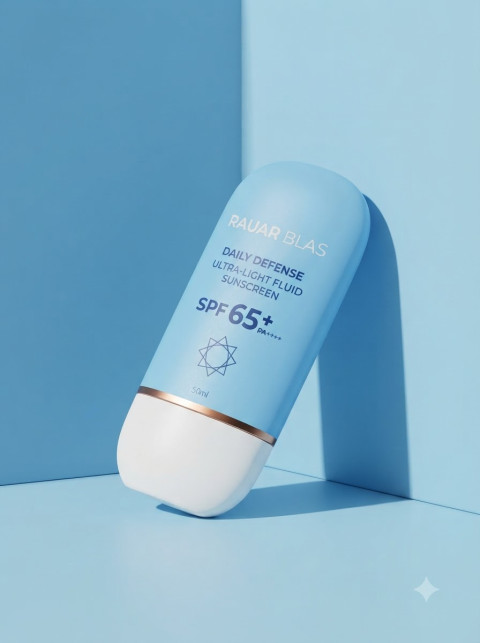 Sunscreen Fluid Bottle Blue Studio Shot