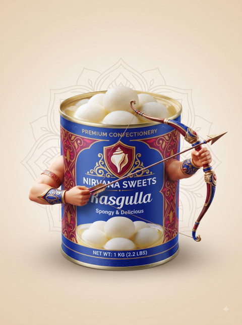 Diwali Rasgulla Tin Premium Confectionery Photography Prompts - Primary Shot
