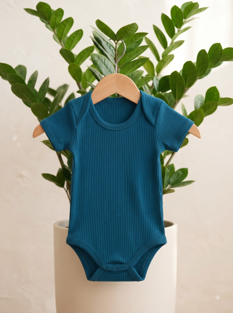 Ribbed Baby Bodysuit Apparel E-Commerce Photoshoot Prompts - Angle 2