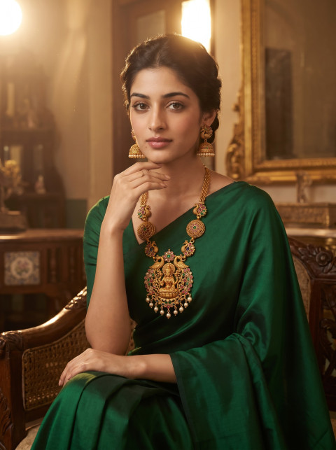 Temple Jewelry High-Fashion AI Model Photography Prompt