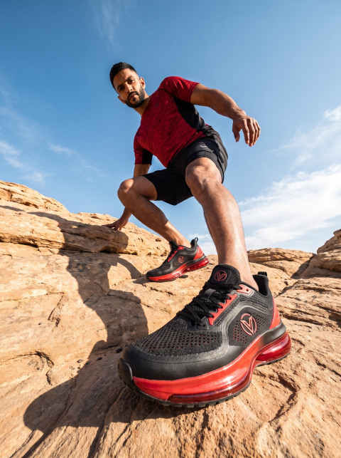 Trail Running Shoes Model Shot on Desert Rocks