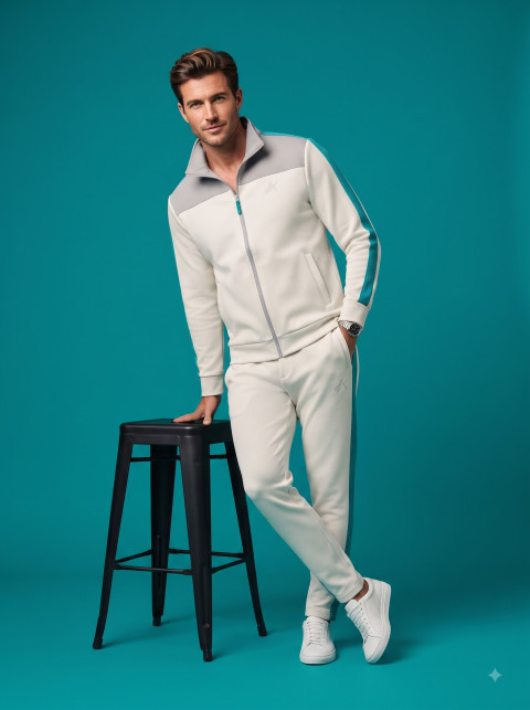 Turquoise Studio Male Model in Track Suit Shot