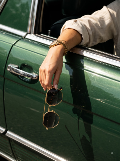 Vintage Automotive AI Product Photography Prompt Green Car Lifestyle