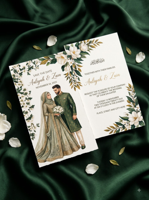 AI Elegant Wedding Invitation Card Photography Prompts and Styled Stationery Mockups - Angle 3