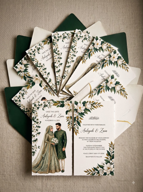 AI Elegant Wedding Invitation Card Photography Prompts and Styled Stationery Mockups - Primary Shot