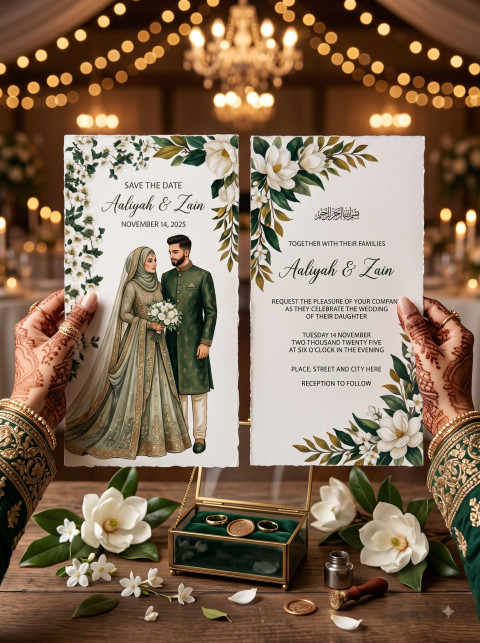 AI Elegant Wedding Invitation Card Photography Prompts and Styled Stationery Mockups - Angle 2