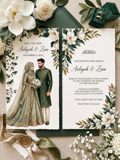 AI Elegant Wedding Invitation Card Photography Prompts and Styled Stationery Mockups - Primary Shot